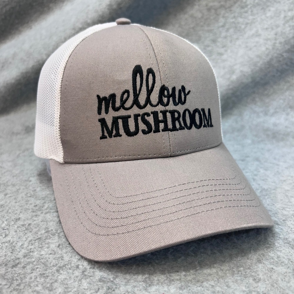 Mellow Mushroom Mens Grey Cap America Trucker Hat Snapback Mesh OSFM